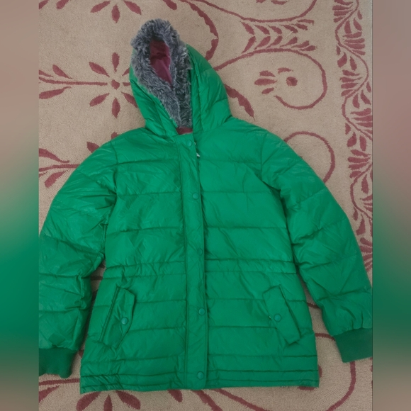 Hannah Anderdon Green Hooded Puffer Jacket Size 160 - Picture 8 of 8